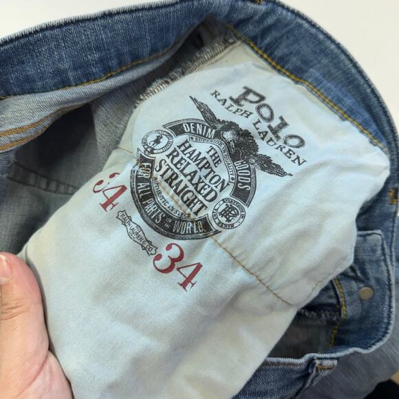 Polo Ralph Lauren Jeans Mens 34 x 31 Blue Denim Hampton Relaxed Straight Leg - Picture 4 of 8